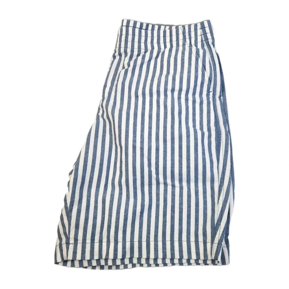 Lands End Womens Shorts Sz 12 Petite 12P Blue White Stripe Pull On‎ Casual Chic